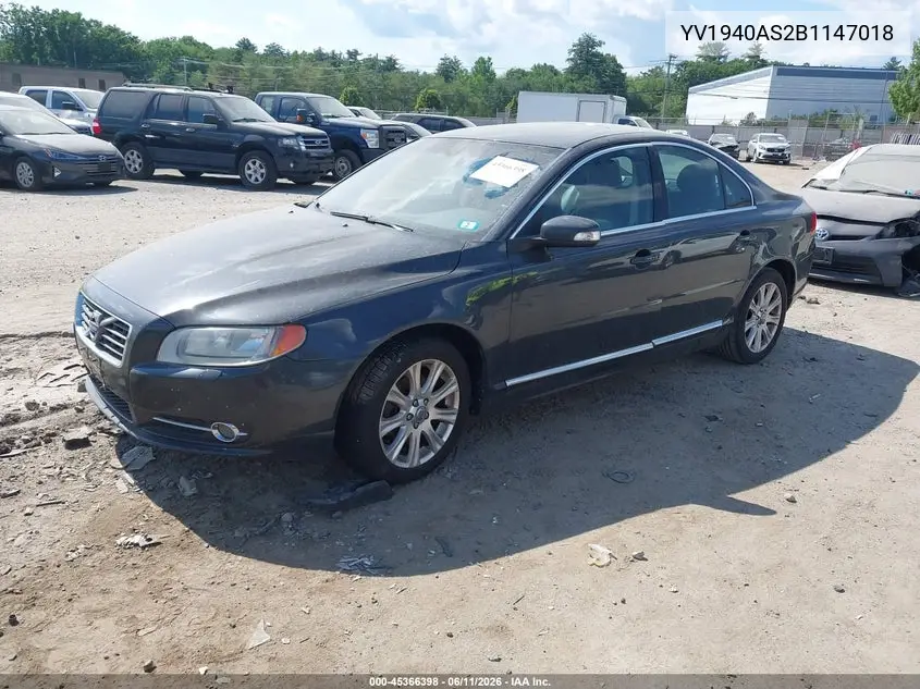 2011 Volvo S80 3.2L VIN: YV1940AS2B1147018 Lot: 45366398