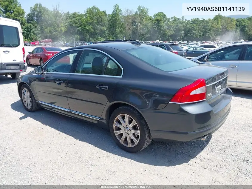 2011 Volvo S80 3.2 VIN: YV1940AS6B1141139 Lot: 45533377