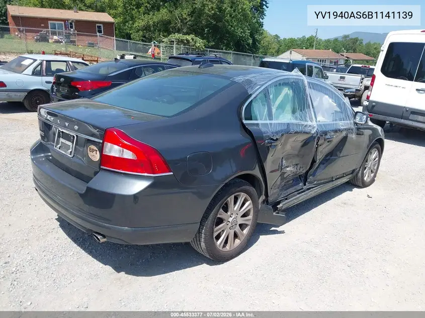 2011 Volvo S80 3.2 VIN: YV1940AS6B1141139 Lot: 45533377