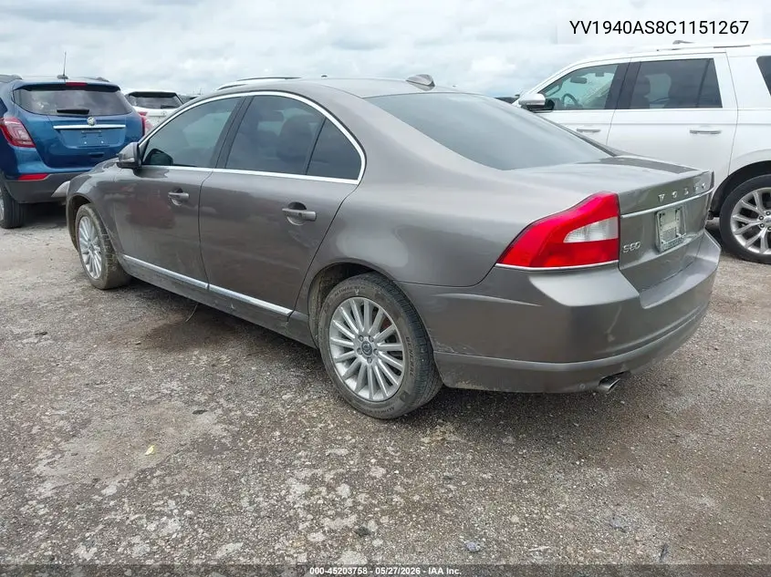 2012 Volvo S80 3.2/3.2 Platinum/3.2 Premier Plus VIN: YV1940AS8C1151267 Lot: 45203758