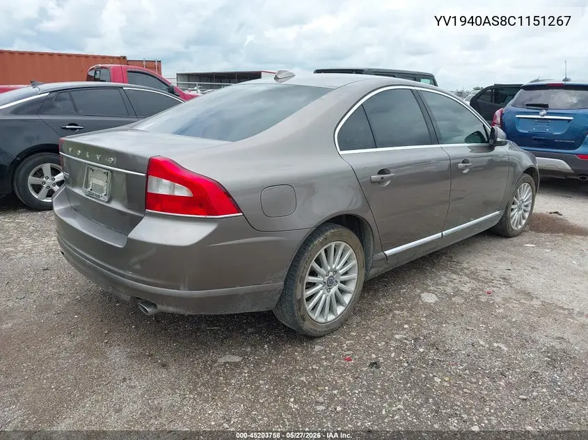 2012 Volvo S80 3.2/3.2 Platinum/3.2 Premier Plus VIN: YV1940AS8C1151267 Lot: 45203758