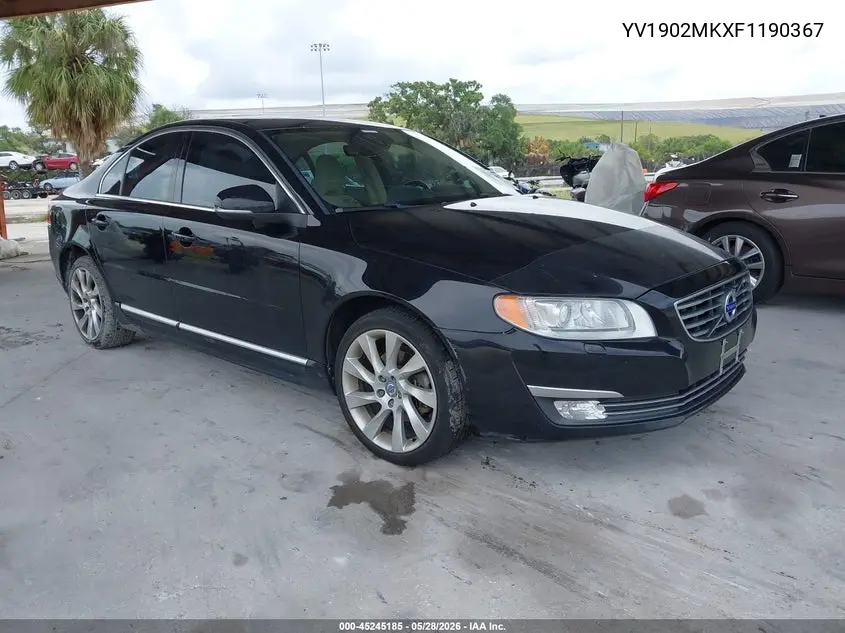 2015 Volvo S80 T6 VIN: YV1902MKXF1190367 Lot: 45245185