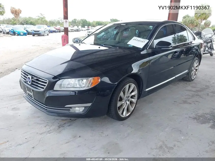 2015 Volvo S80 T6 VIN: YV1902MKXF1190367 Lot: 45245185
