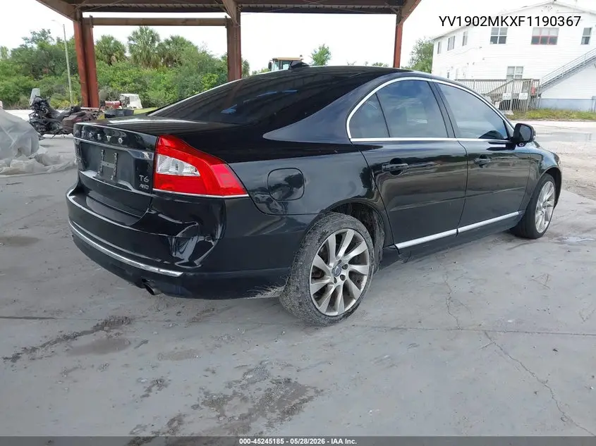 2015 Volvo S80 T6 VIN: YV1902MKXF1190367 Lot: 45245185
