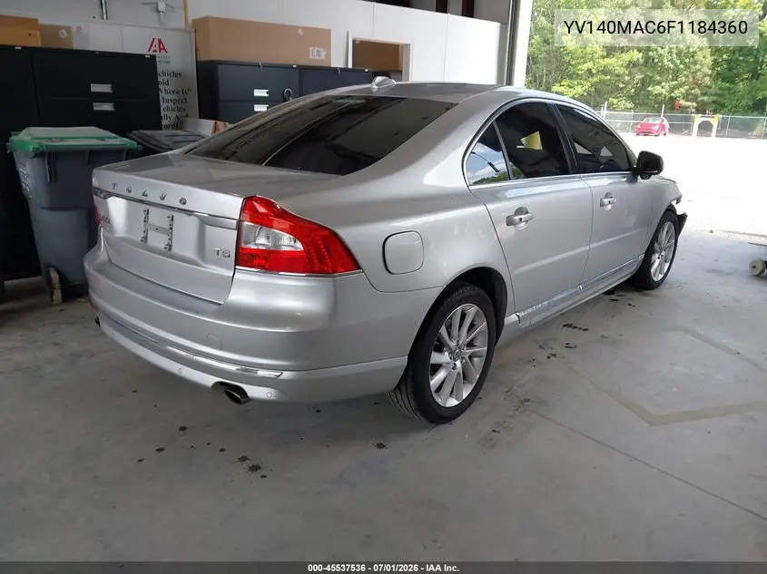 2015 Volvo S80 T5 Premier Plus VIN: YV140MAC6F1184360 Lot: 45537536