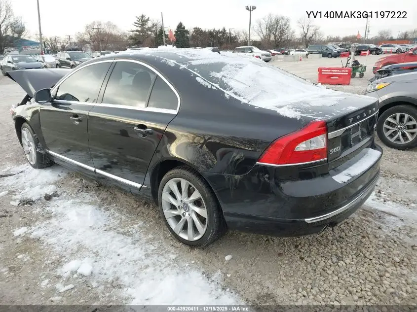 2016 Volvo S80 T5 Drive-E VIN: YV140MAK3G1197222 Lot: 43920411