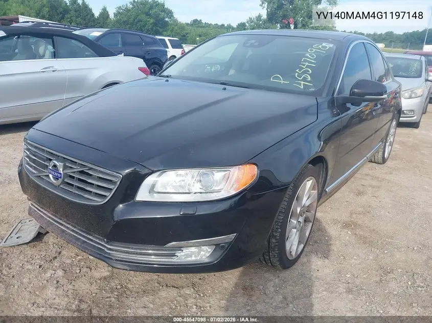 2016 Volvo S80 T5 Drive-E Platinum VIN: YV140MAM4G1197148 Lot: 45547098