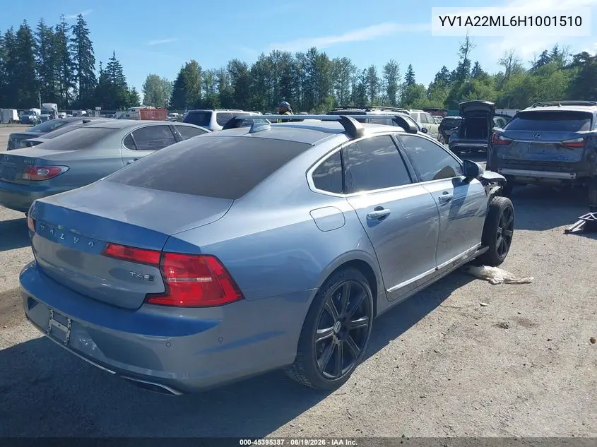 2017 Volvo S90 T6 Inscription VIN: YV1A22ML6H1001510 Lot: 45395387