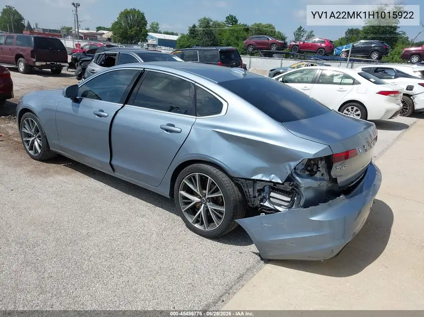 2017 Volvo S90 T6 Momentum VIN: YV1A22MK1H1015922 Lot: 45496776