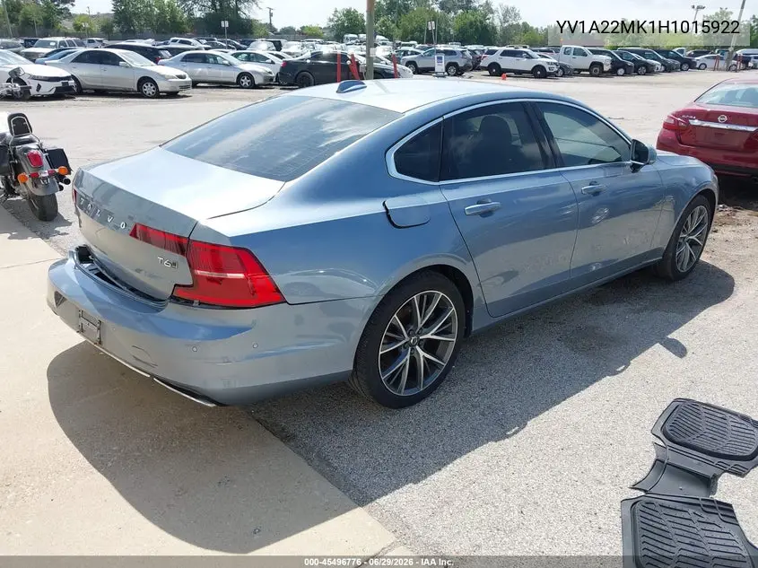 2017 Volvo S90 T6 Momentum VIN: YV1A22MK1H1015922 Lot: 45496776