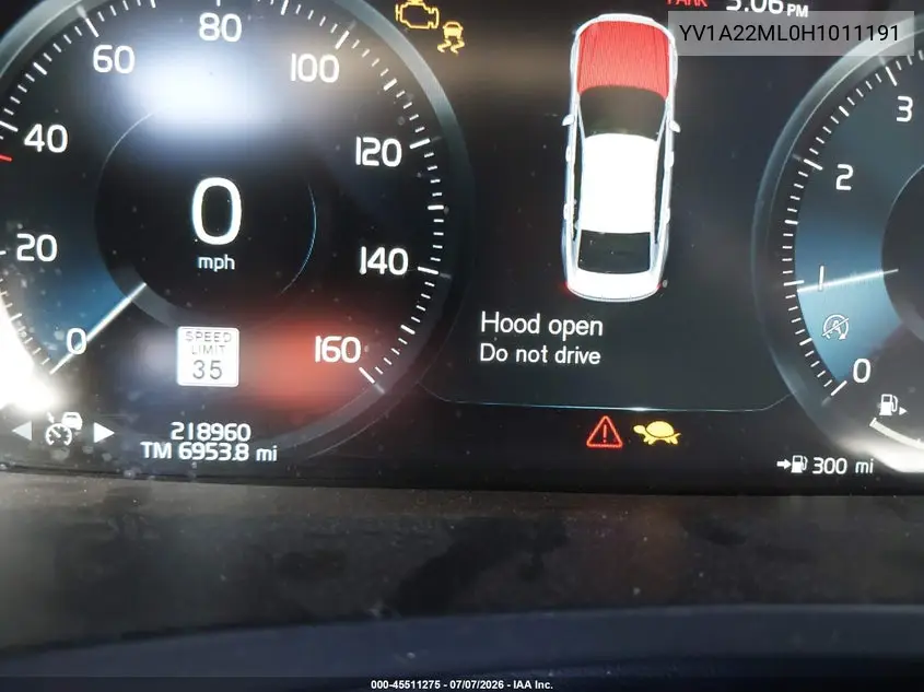 2017 Volvo S90 T6 Inscription VIN: YV1A22ML0H1011191 Lot: 45511275