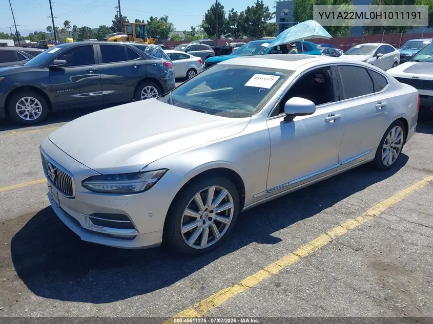 2017 Volvo S90 T6 Inscription VIN: YV1A22ML0H1011191 Lot: 45511275