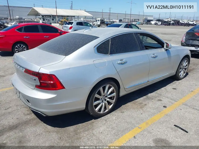 2017 Volvo S90 T6 Inscription VIN: YV1A22ML0H1011191 Lot: 45511275