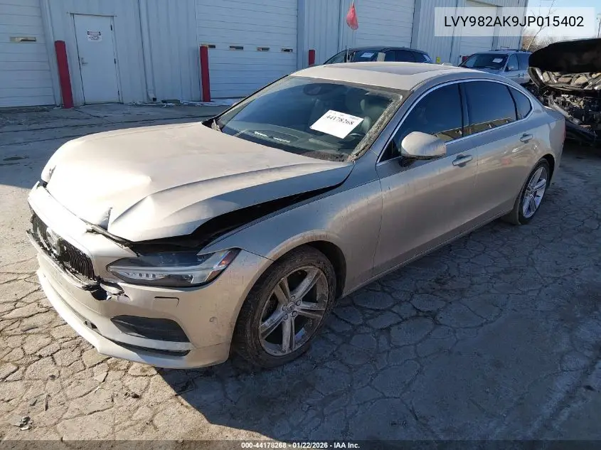 2018 Volvo S90 T5 Momentum VIN: LVY982AK9JP015402 Lot: 44178268