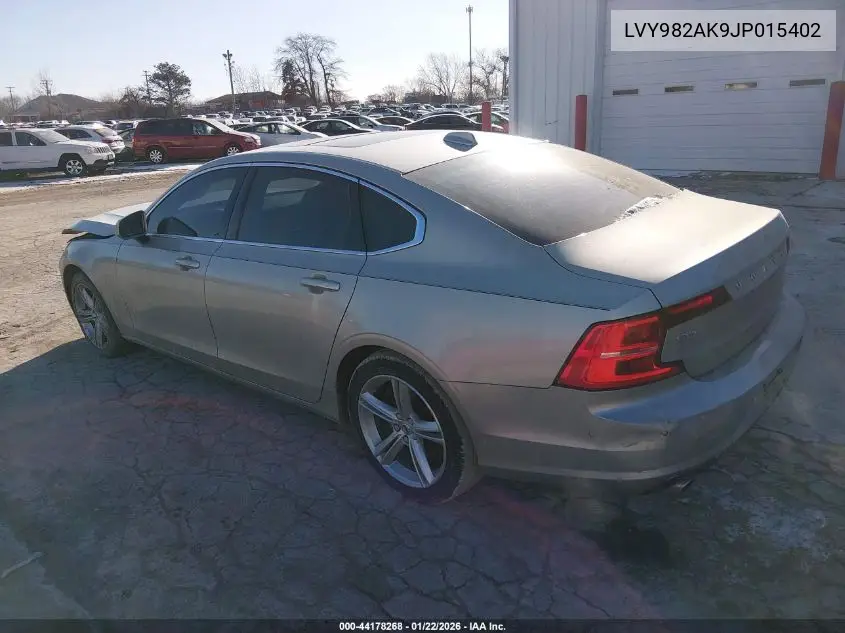 2018 Volvo S90 T5 Momentum VIN: LVY982AK9JP015402 Lot: 44178268