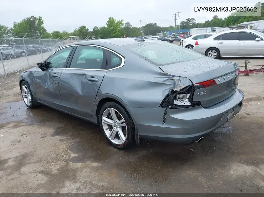 2018 Volvo S90 T5 Momentum VIN: LVY982MK3JP025662 Lot: 45031501