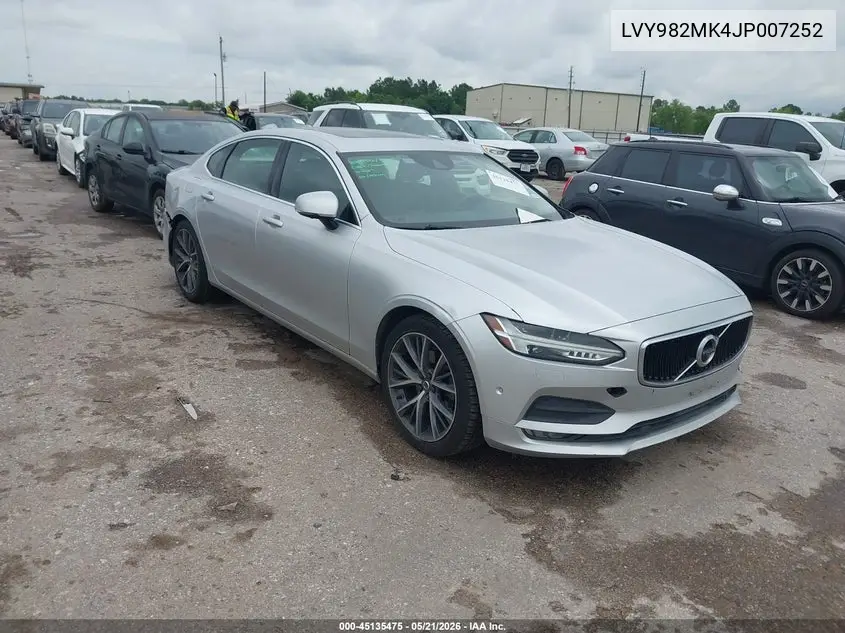 2018 Volvo S90 T5 Momentum VIN: LVY982MK4JP007252 Lot: 45135475