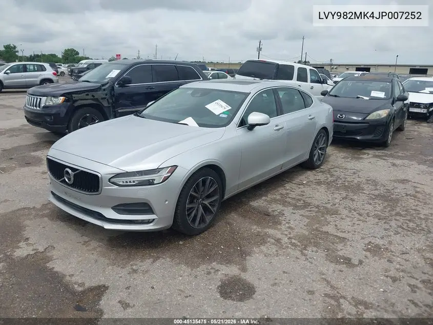 2018 Volvo S90 T5 Momentum VIN: LVY982MK4JP007252 Lot: 45135475