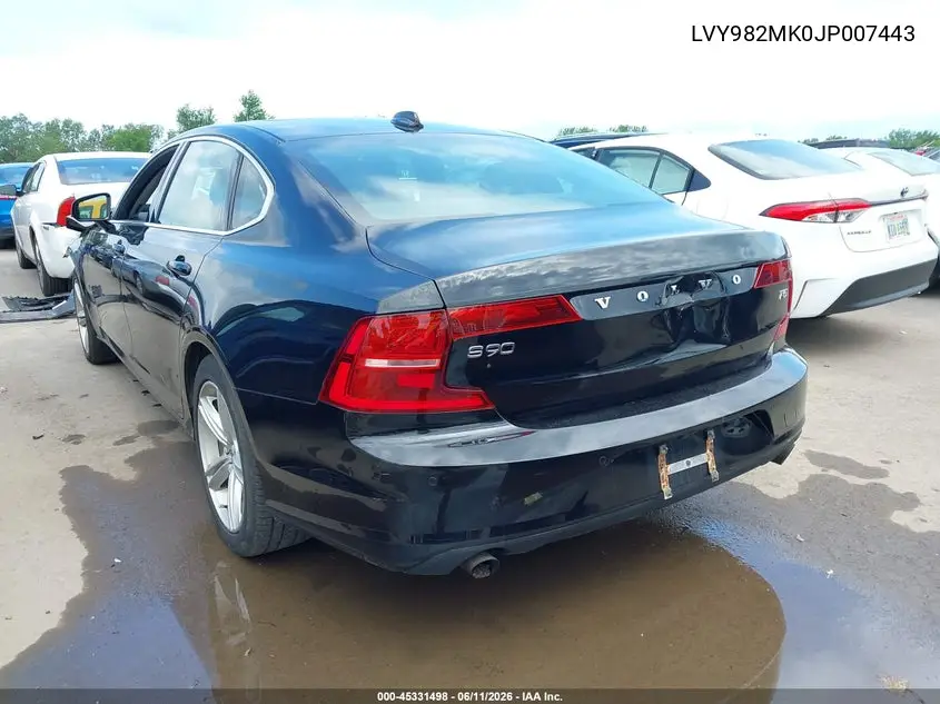 2018 Volvo S90 T5 Momentum VIN: LVY982MK0JP007443 Lot: 45331498