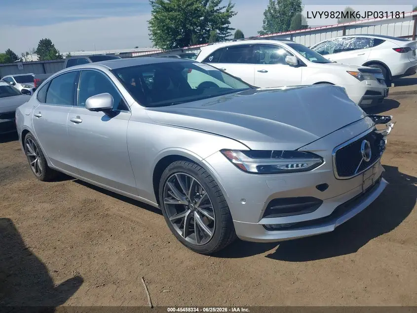 2018 Volvo S90 T5 Momentum VIN: LVY982MK6JP031181 Lot: 45458334