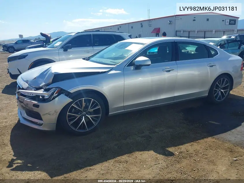 2018 Volvo S90 T5 Momentum VIN: LVY982MK6JP031181 Lot: 45458334