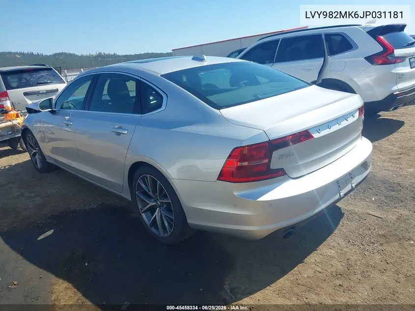 2018 Volvo S90 T5 Momentum VIN: LVY982MK6JP031181 Lot: 45458334
