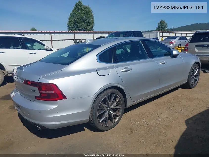 2018 Volvo S90 T5 Momentum VIN: LVY982MK6JP031181 Lot: 45458334