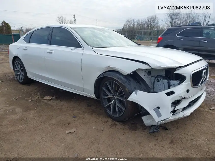 2019 Volvo S90 T6 Momentum VIN: LVYA22MK6KP082793 Lot: 44681103