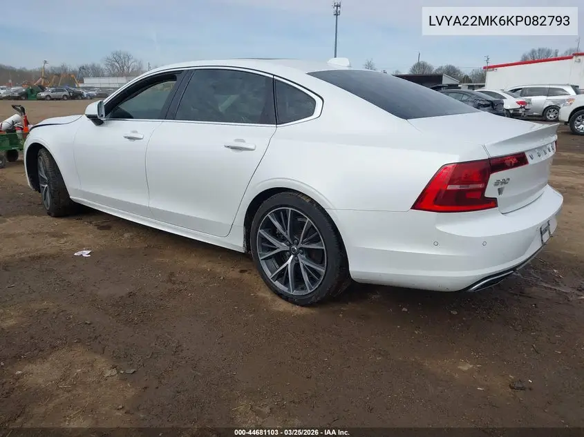 2019 Volvo S90 T6 Momentum VIN: LVYA22MK6KP082793 Lot: 44681103