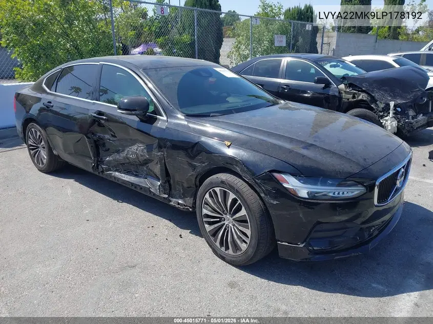 2020 Volvo S90 T6 Momentum VIN: LVYA22MK9LP178192 Lot: 45015771