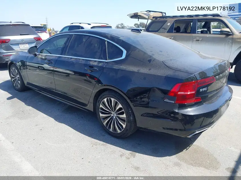 2020 Volvo S90 T6 Momentum VIN: LVYA22MK9LP178192 Lot: 45015771