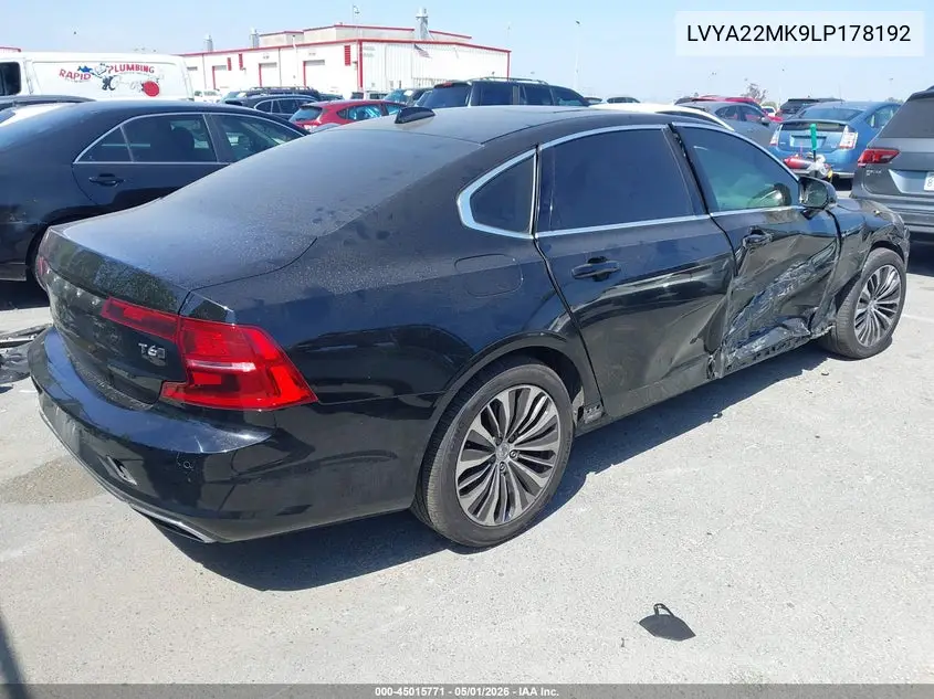 2020 Volvo S90 T6 Momentum VIN: LVYA22MK9LP178192 Lot: 45015771
