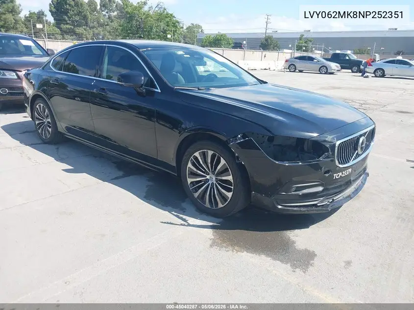 2022 Volvo S90 B6 Momentum VIN: LVY062MK8NP252351 Lot: 45040287