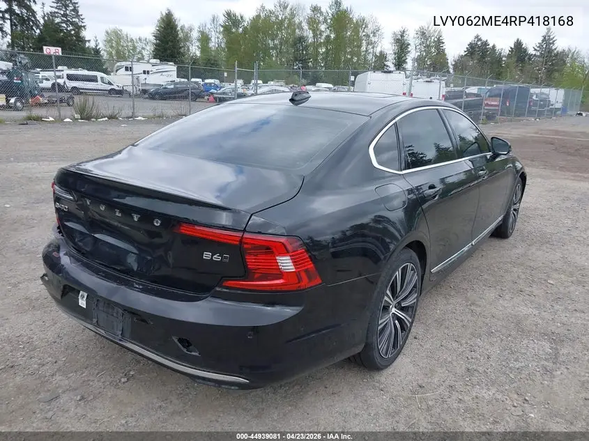 2024 Volvo S90 B6 Plus VIN: LVY062ME4RP418168 Lot: 44939081