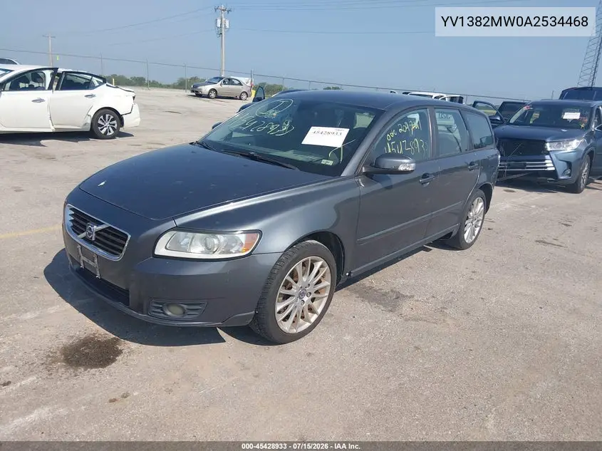 2010 Volvo V50 2.4I VIN: YV1382MW0A2534468 Lot: 45428933