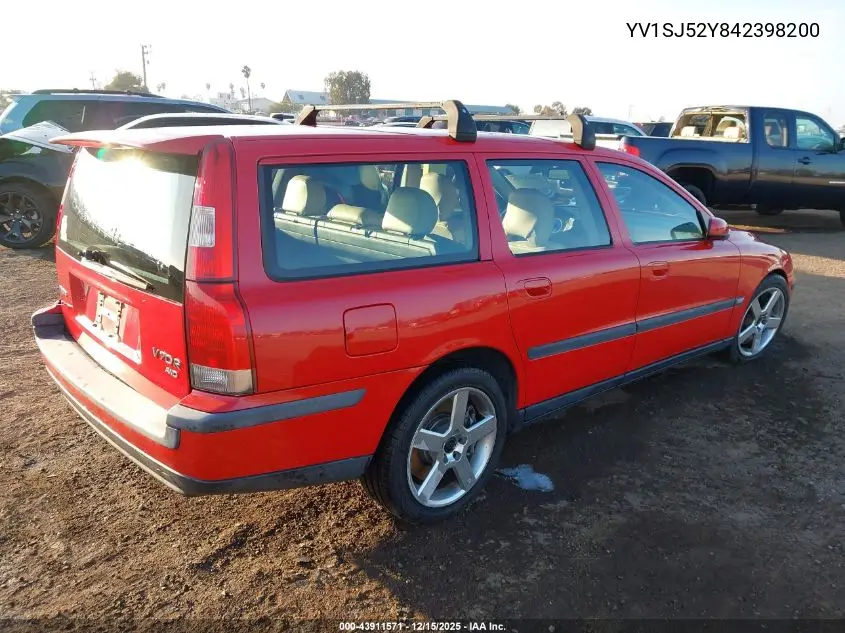 2004 Volvo V70 R VIN: YV1SJ52Y842398200 Lot: 43911571
