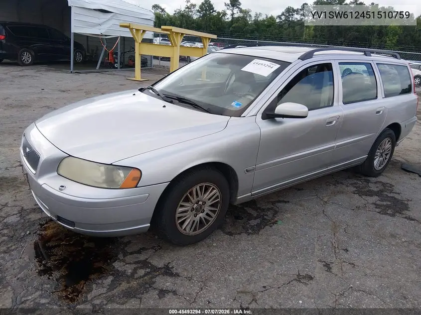 2005 Volvo V70 2.4 A/2.4 A Sr/2.4 M/2.4 M Sr VIN: YV1SW612451510759 Lot: 45493294