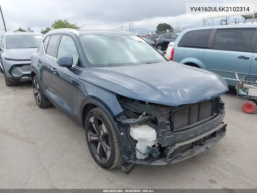 2019 Volvo Xc40 T5 Inscription VIN: YV4162UL6K2102314 Lot: 45201464