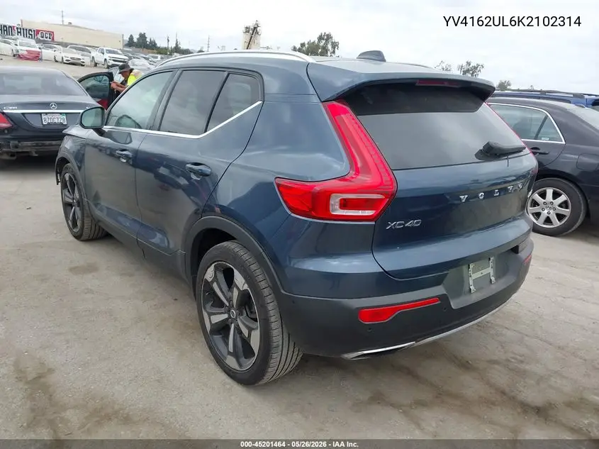 2019 Volvo Xc40 T5 Inscription VIN: YV4162UL6K2102314 Lot: 45201464