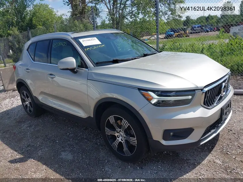 2019 Volvo Xc40 T5 Inscription VIN: YV4162UL4K2098361 Lot: 45580425
