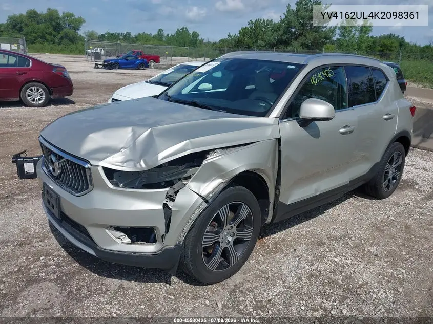 2019 Volvo Xc40 T5 Inscription VIN: YV4162UL4K2098361 Lot: 45580425