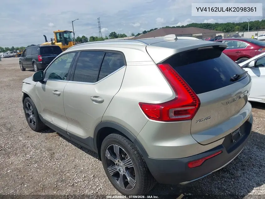 2019 Volvo Xc40 T5 Inscription VIN: YV4162UL4K2098361 Lot: 45580425