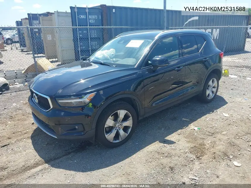 2021 Volvo Xc40 T4 Momentum VIN: YV4AC2HK0M2531588 Lot: 45296743