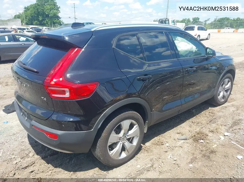 2021 Volvo Xc40 T4 Momentum VIN: YV4AC2HK0M2531588 Lot: 45296743