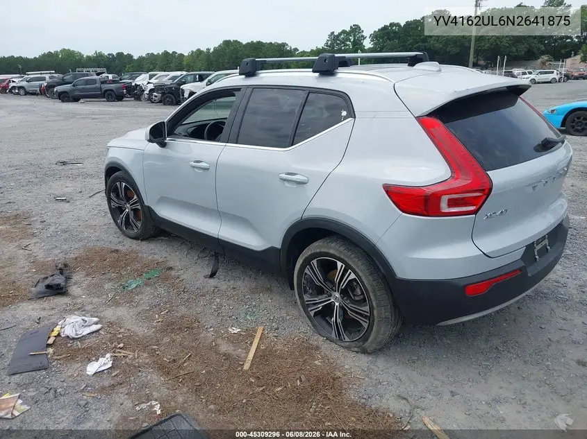 2022 Volvo Xc40 T5 Inscription VIN: YV4162UL6N2641875 Lot: 45309296