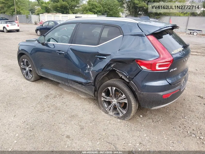 2022 Volvo Xc40 T5 Inscription VIN: YV4162UL1N2772714 Lot: 45326385