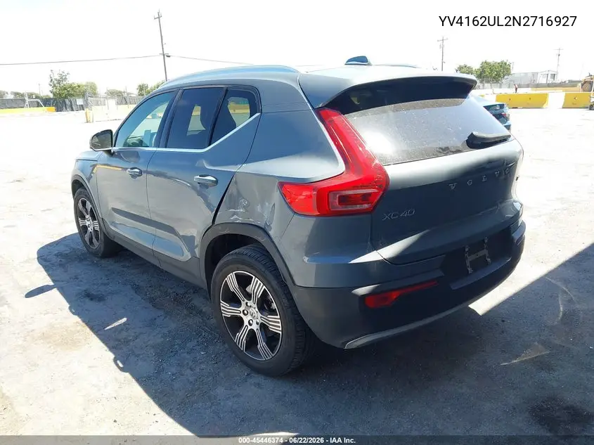 2022 Volvo Xc40 T5 Inscription VIN: YV4162UL2N2716927 Lot: 45446374
