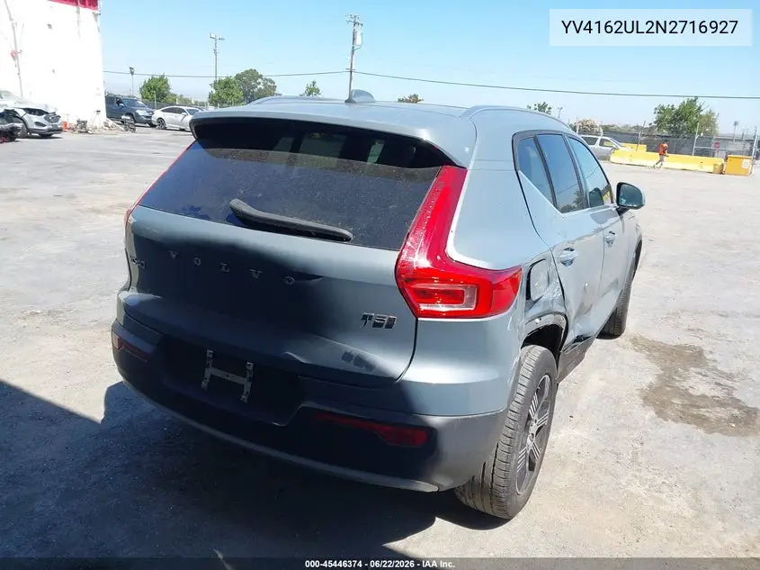 2022 Volvo Xc40 T5 Inscription VIN: YV4162UL2N2716927 Lot: 45446374