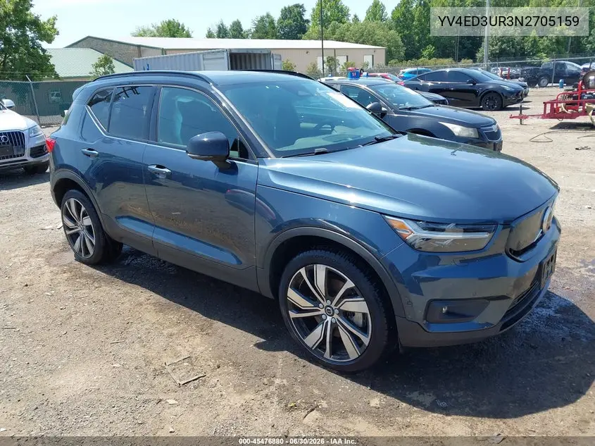 2022 Volvo Xc40 Recharge Pure Electric P8 Twin Plus VIN: YV4ED3UR3N2705159 Lot: 45476880
