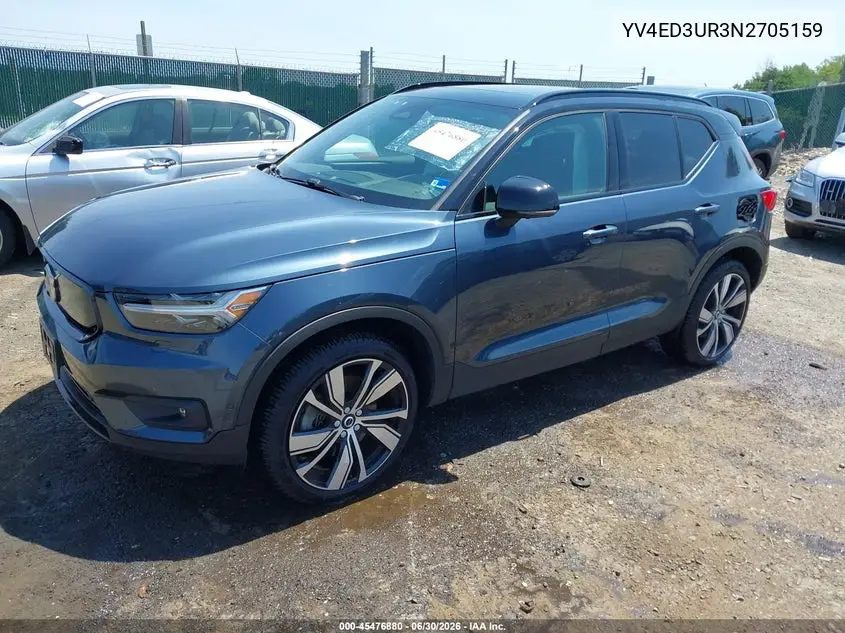 2022 Volvo Xc40 Recharge Pure Electric P8 Twin Plus VIN: YV4ED3UR3N2705159 Lot: 45476880